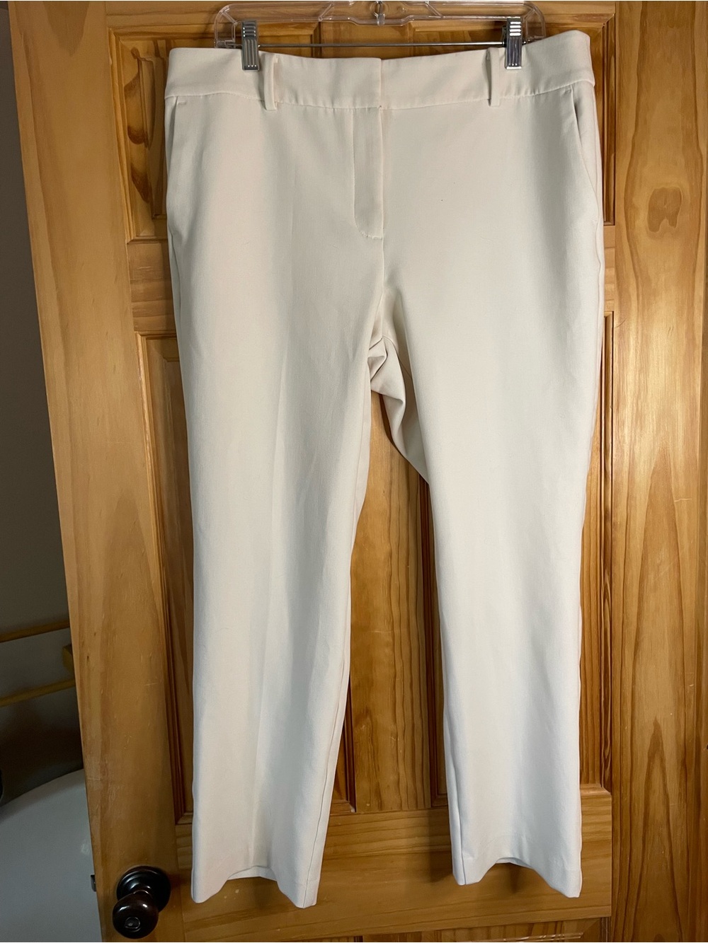Ann Taylor Factory Cream Straight-Leg Trousers